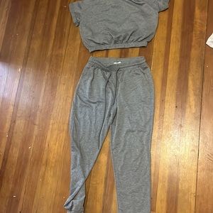 Grey cropped sweat outfit